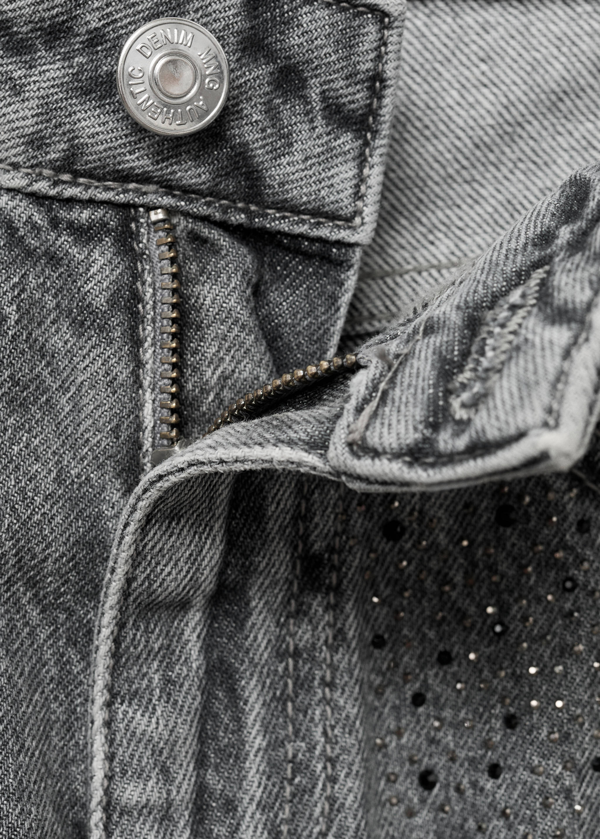Straight-fit jeans with rhinestones - Details of the article 0
