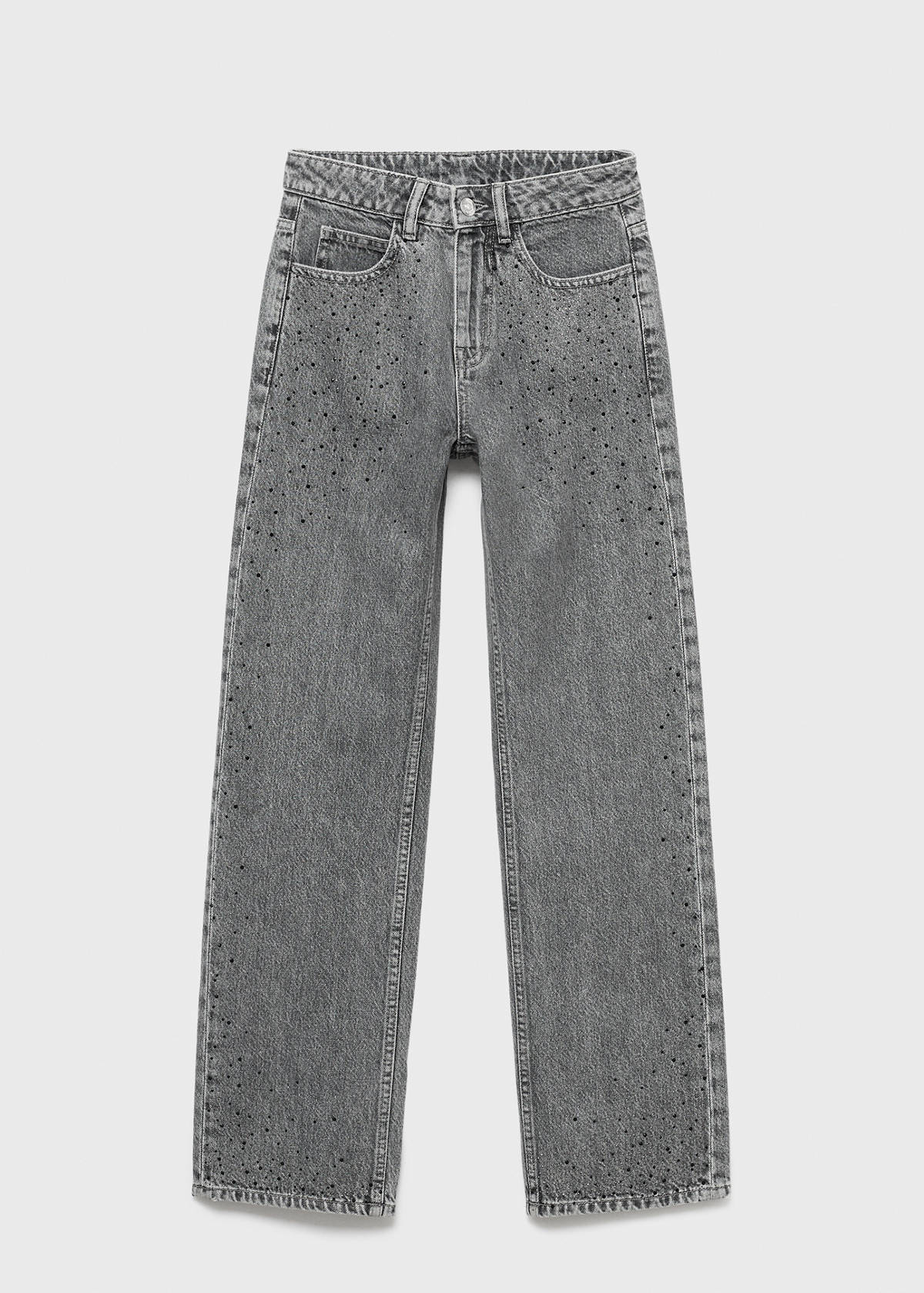 Straight-fit jeans with rhinestones — Denim Grey