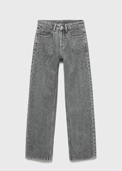 Straight-fit jeans with rhinestones — Denim Grey 3