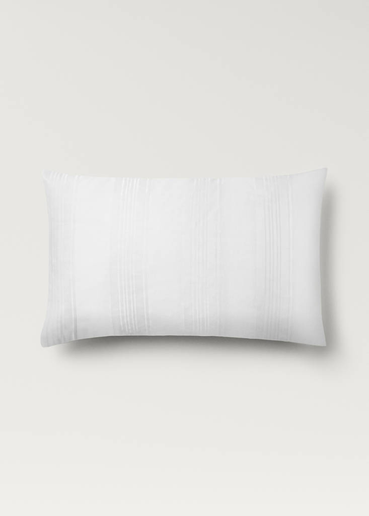 Two 300-thread count cotton satin striped pillowcases 50x75 cm — White