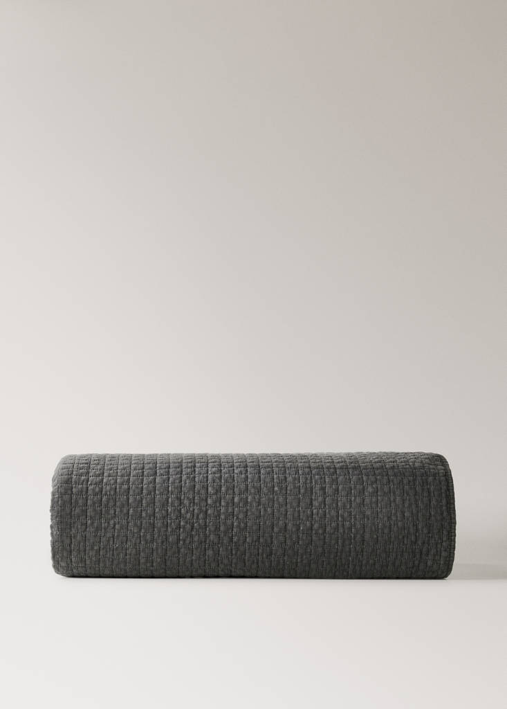 Steppdecke aus Garment-dyed-Baumwolle mit Karomuster für 130/150 cm Bett — Rotbraun