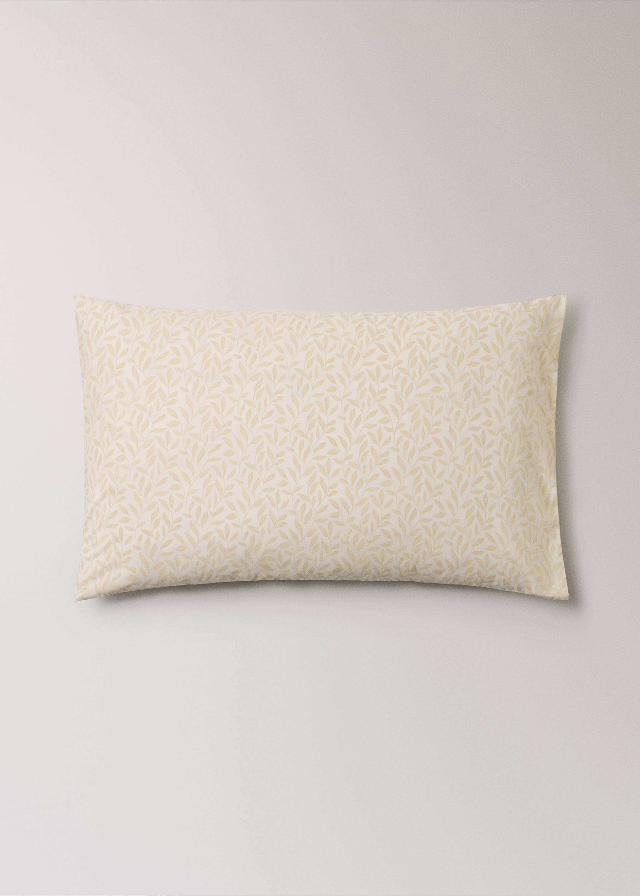 İki adet perkal pamuklu yaprak desenli yastık kılıfı 50x75 cm - Modelsiz ürün, Vanilya Rengi. Ref: 17063814-00.
