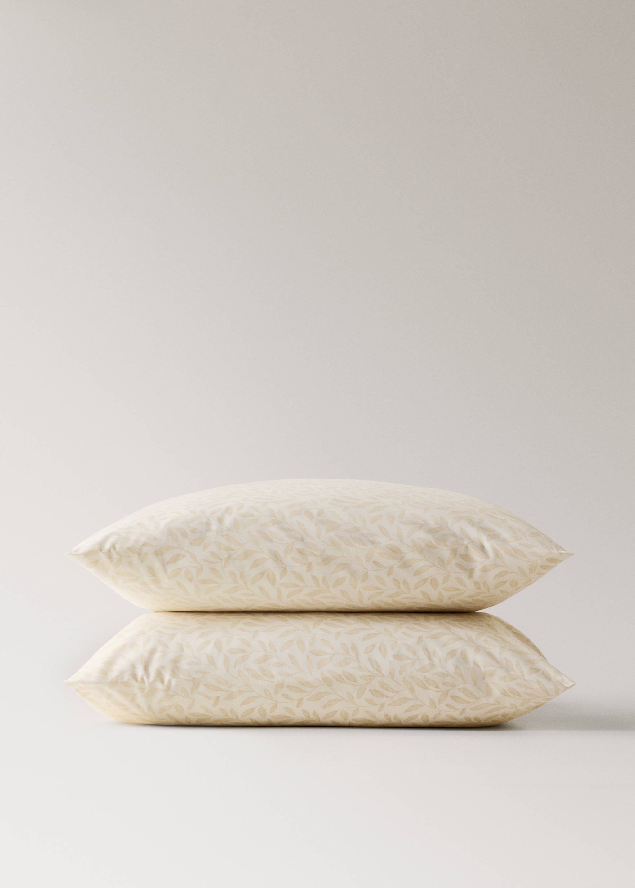 Dos fundas almohada algodón percal estampado hojas 60x60 cm - Detalle del artículo 1