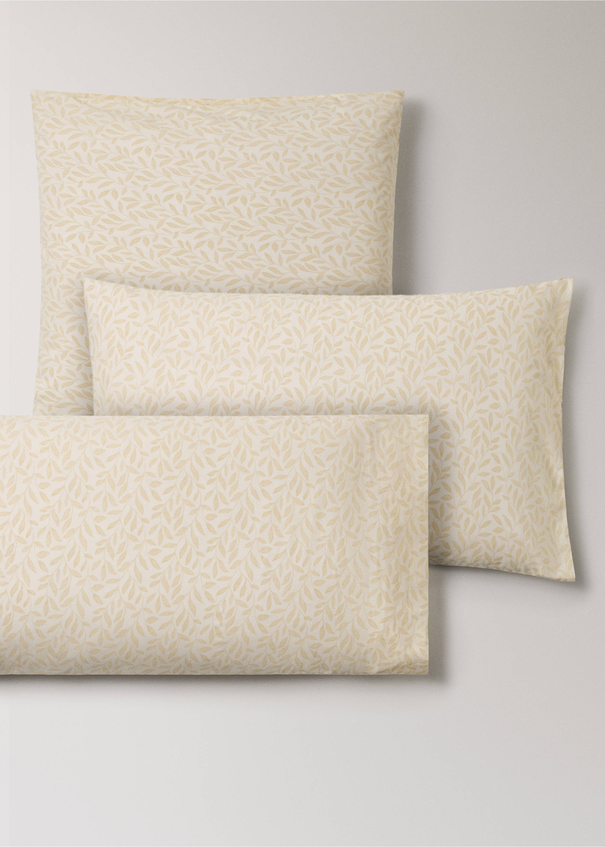 İki adet perkal pamuklu yaprak desenli yastık kılıfı 60x60 cm - Ürün detayı 4, Vanilya Rengi. Ref: 17063815-00.