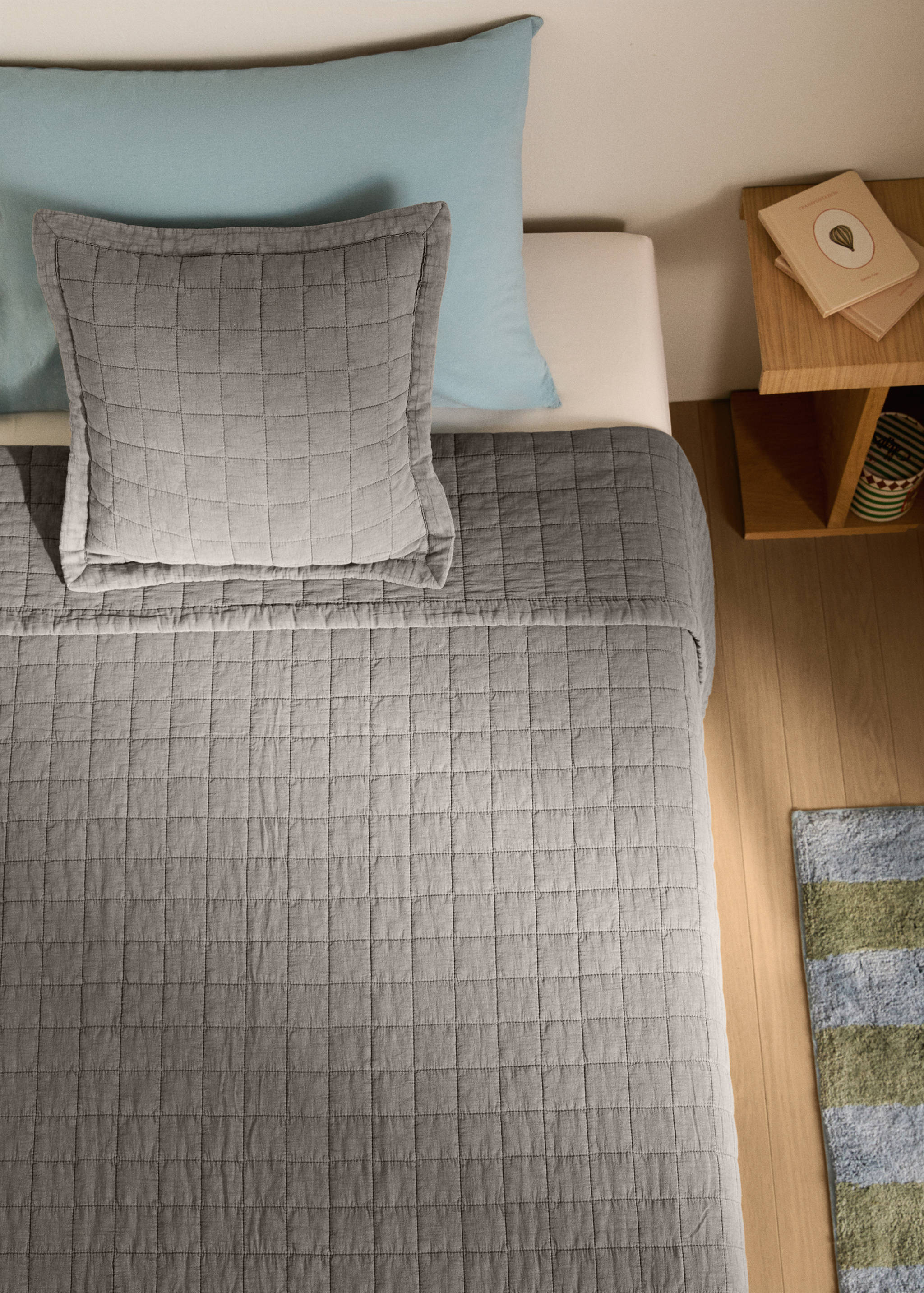 Washed cotton check bedspread for 90/105 cm bed - General plane