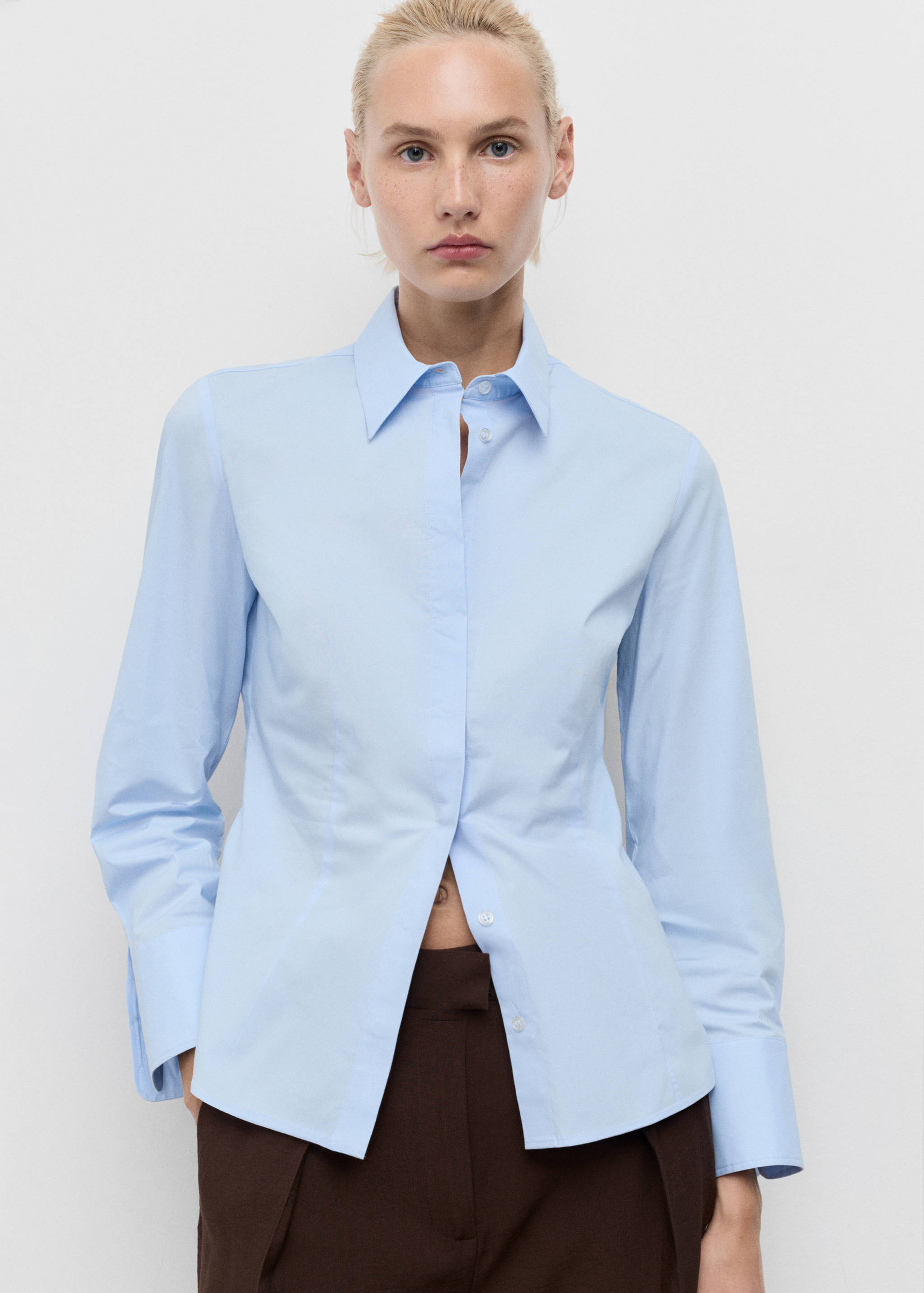 Slim-fit poplin shirt - Medium plane