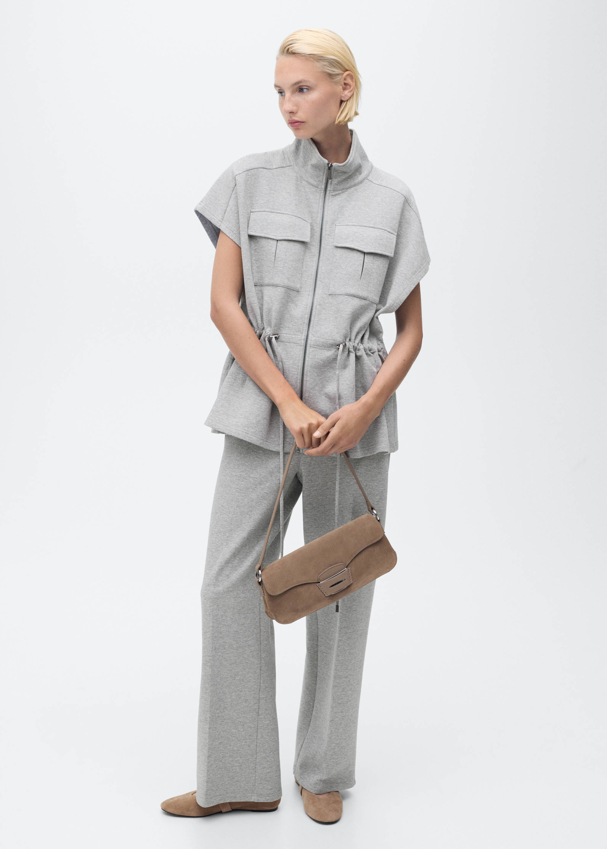 Short-sleeved jacket with adjustable waistband - General plane