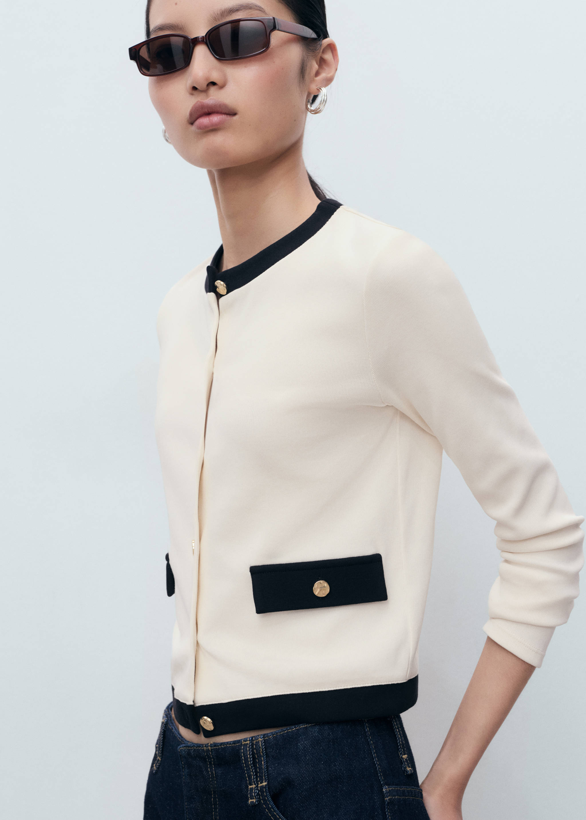 Contrasting cotton cardigan - Details of the article 2