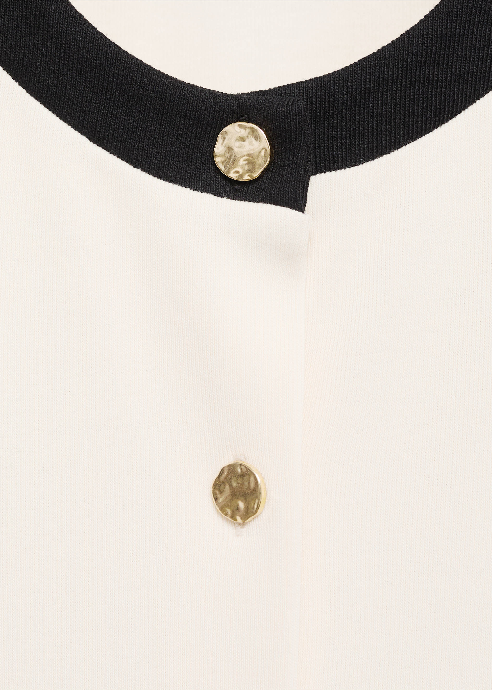 Contrasting cotton cardigan - Details of the article 8, Ecru. Ref: 17064082-00.