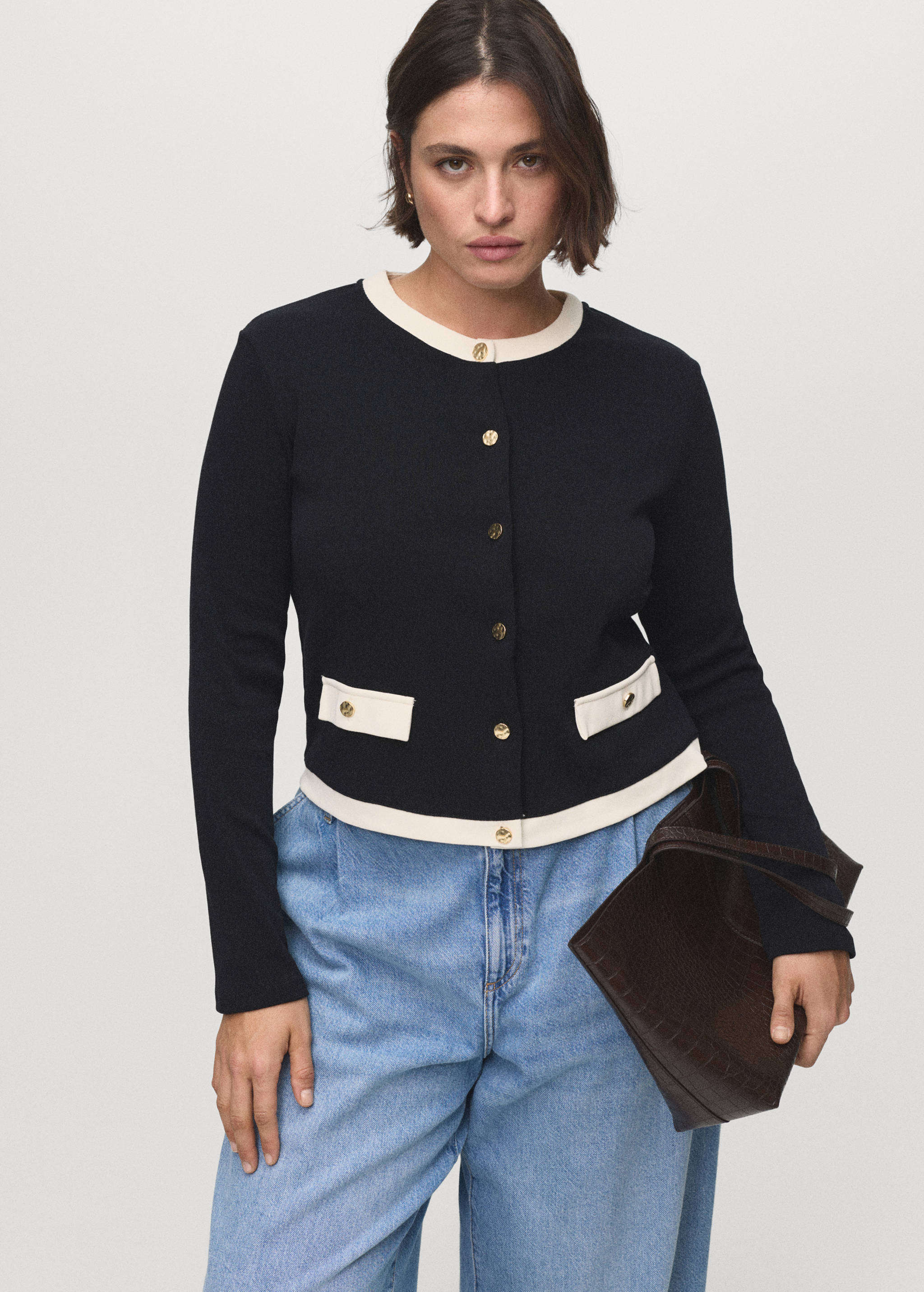 Contrasting cotton cardigan - Details of the article 5