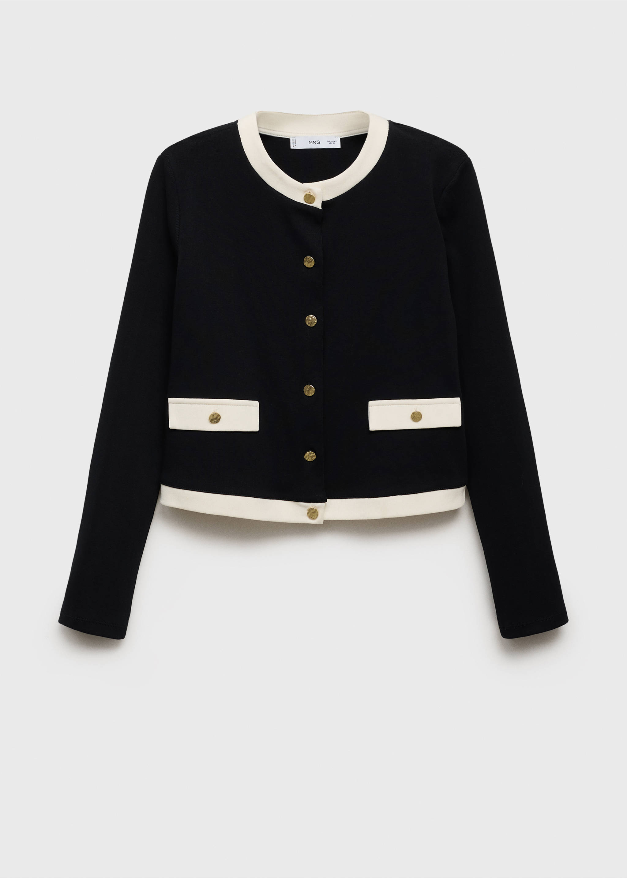 Contrasting cotton cardigan - Article without model, Black. Ref: 17064082-00.