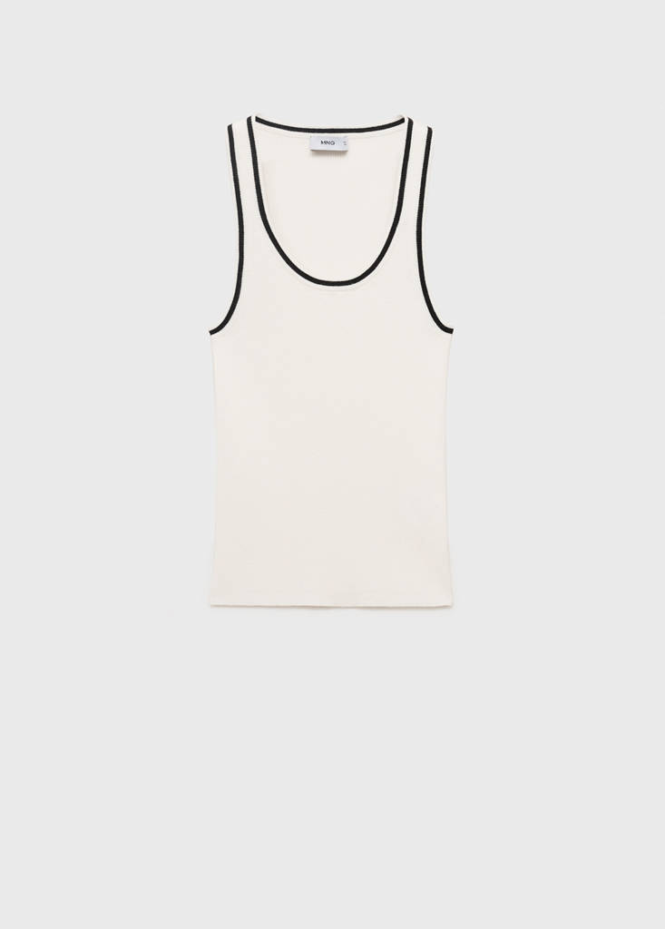 Knitted top with contrast details — Ecru