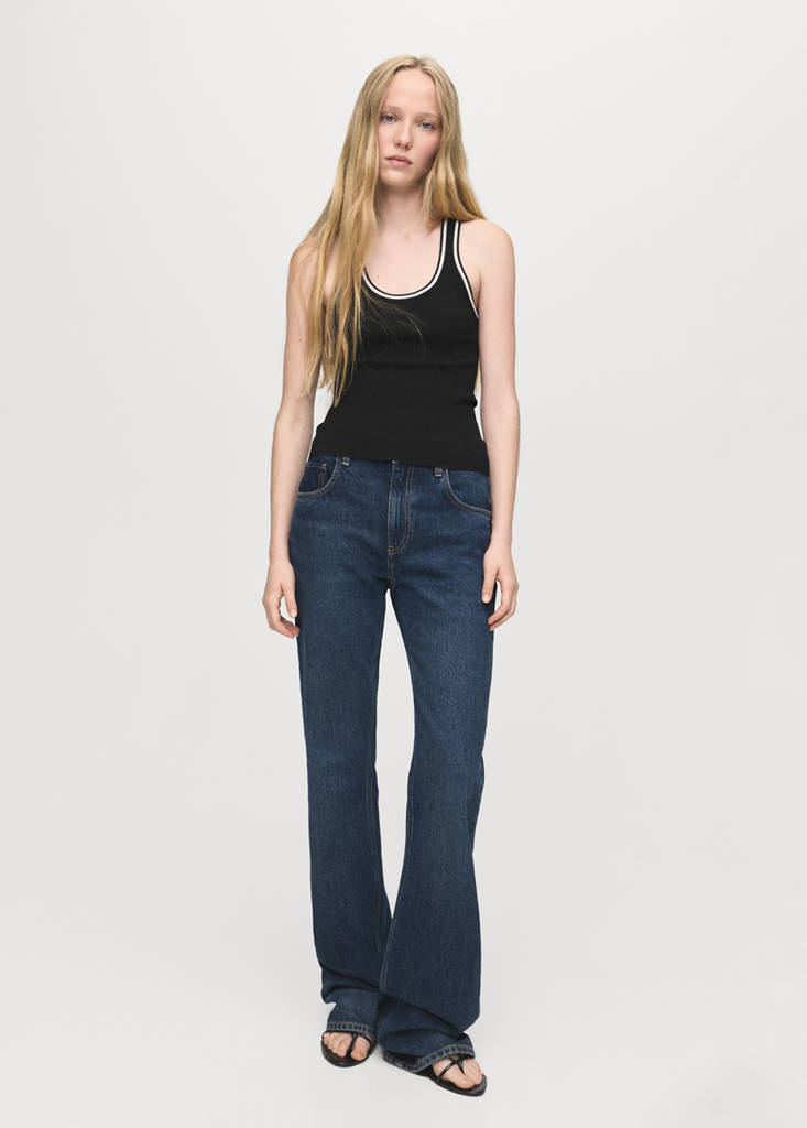 Knitted top with contrast details — Black