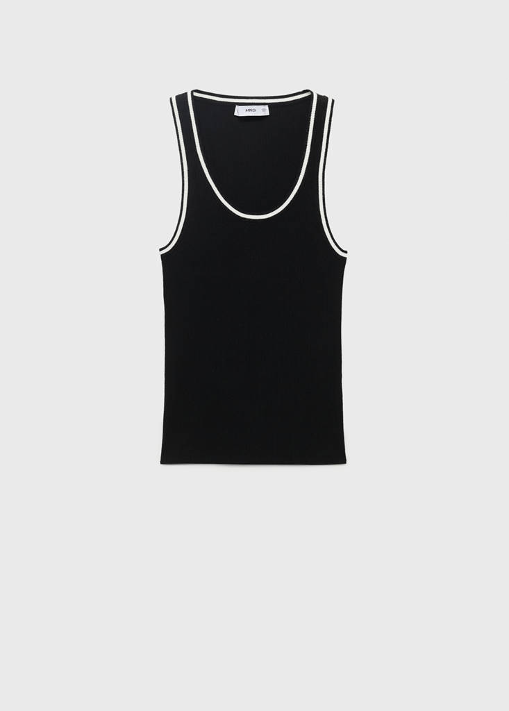 Knitted top with contrast details — Black