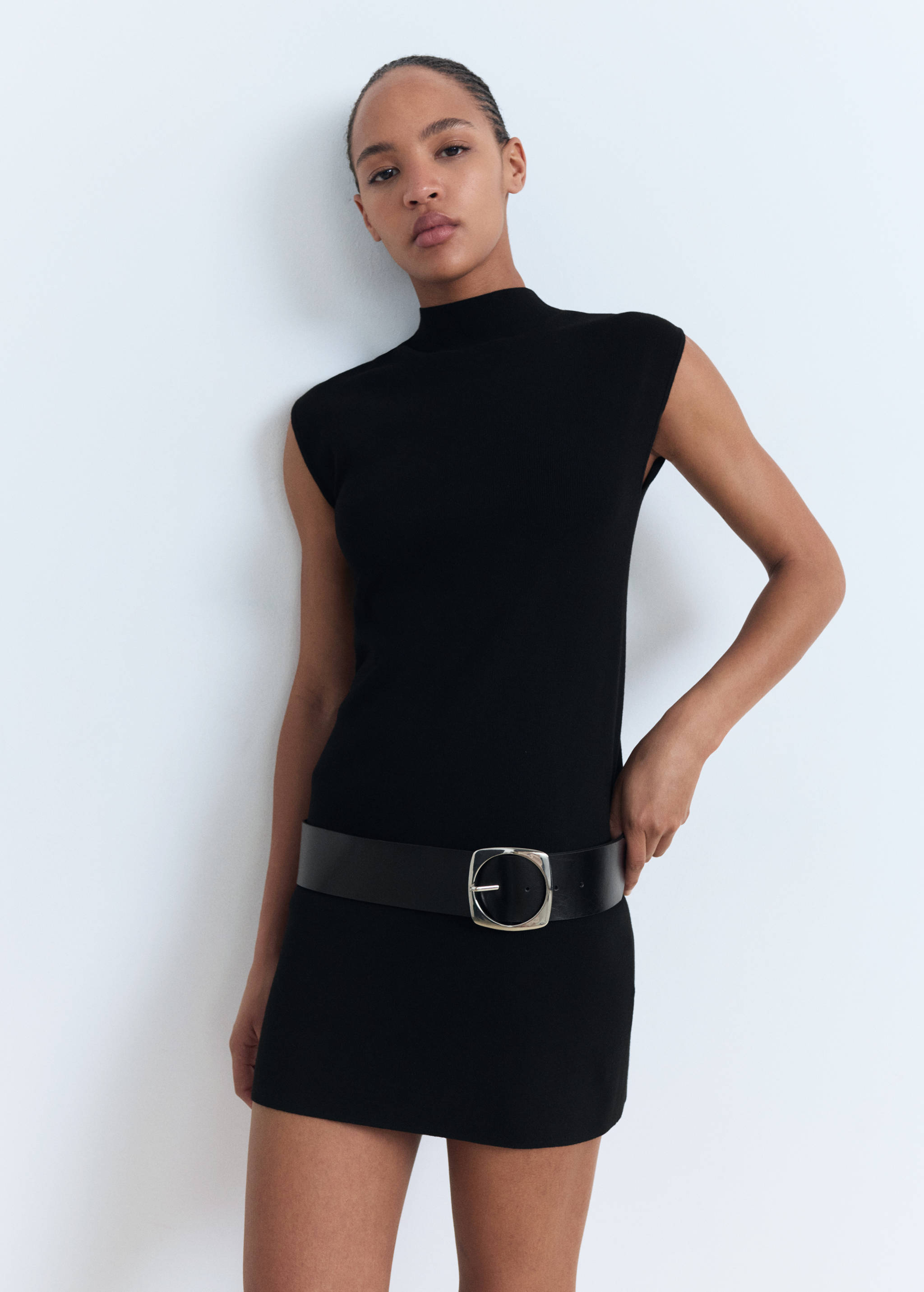 Perkins-neck knitted dress - Medium plane