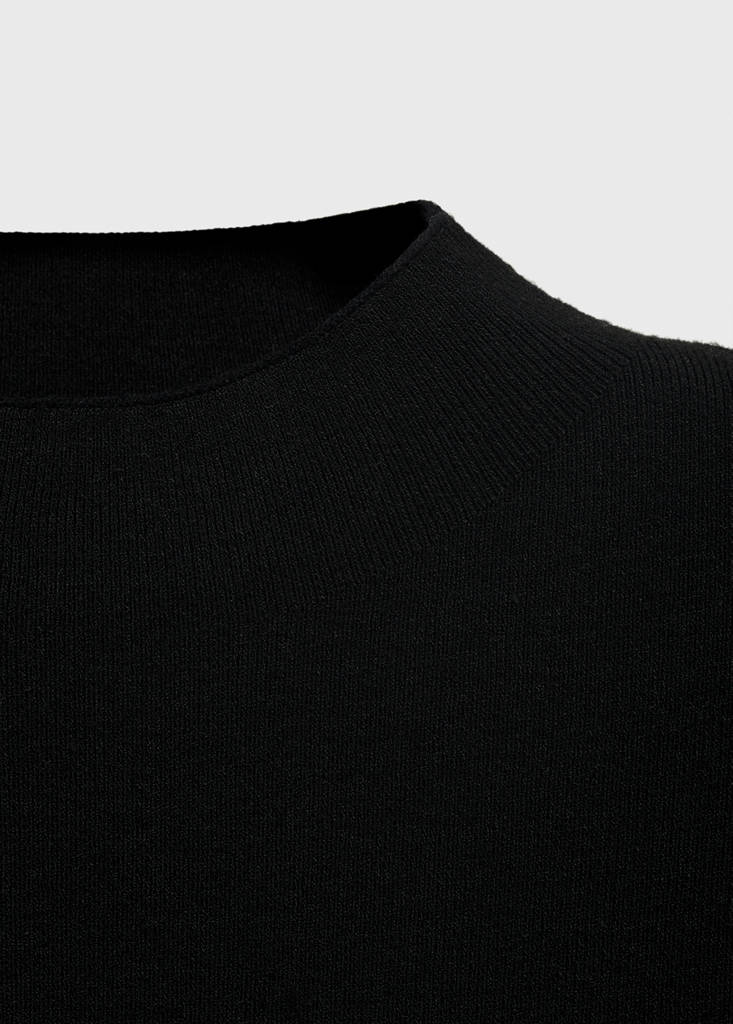 Perkins-neck knitted dress — Black