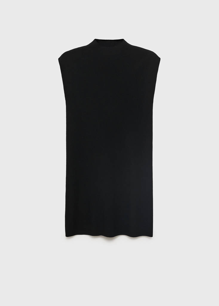 Perkins-neck knitted dress — Black