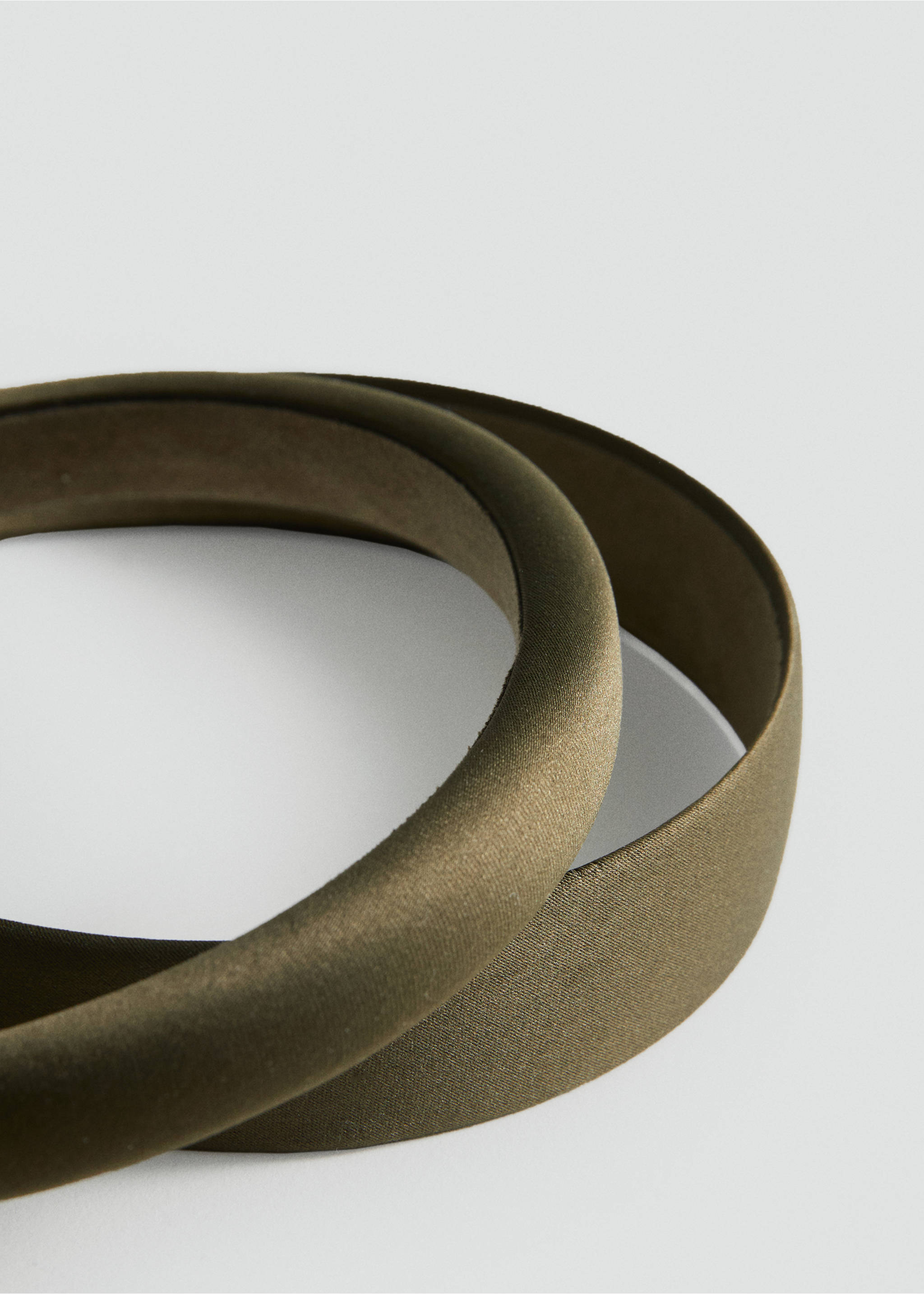 Set of 2 satin headbands - Medium plane, Khaki. Ref: 17064091-00.
