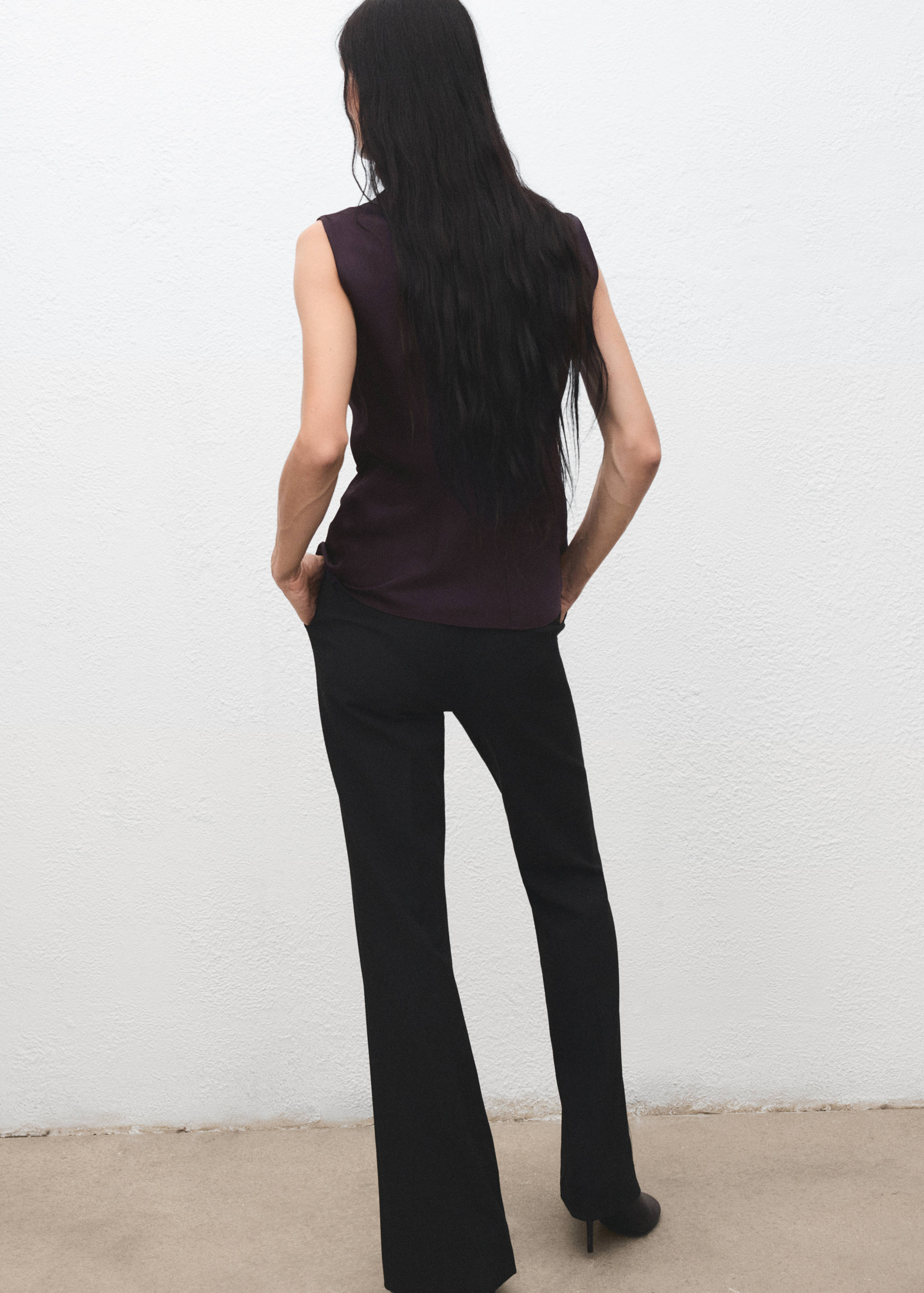 Satin blouse with draped neck - Reverse of the article