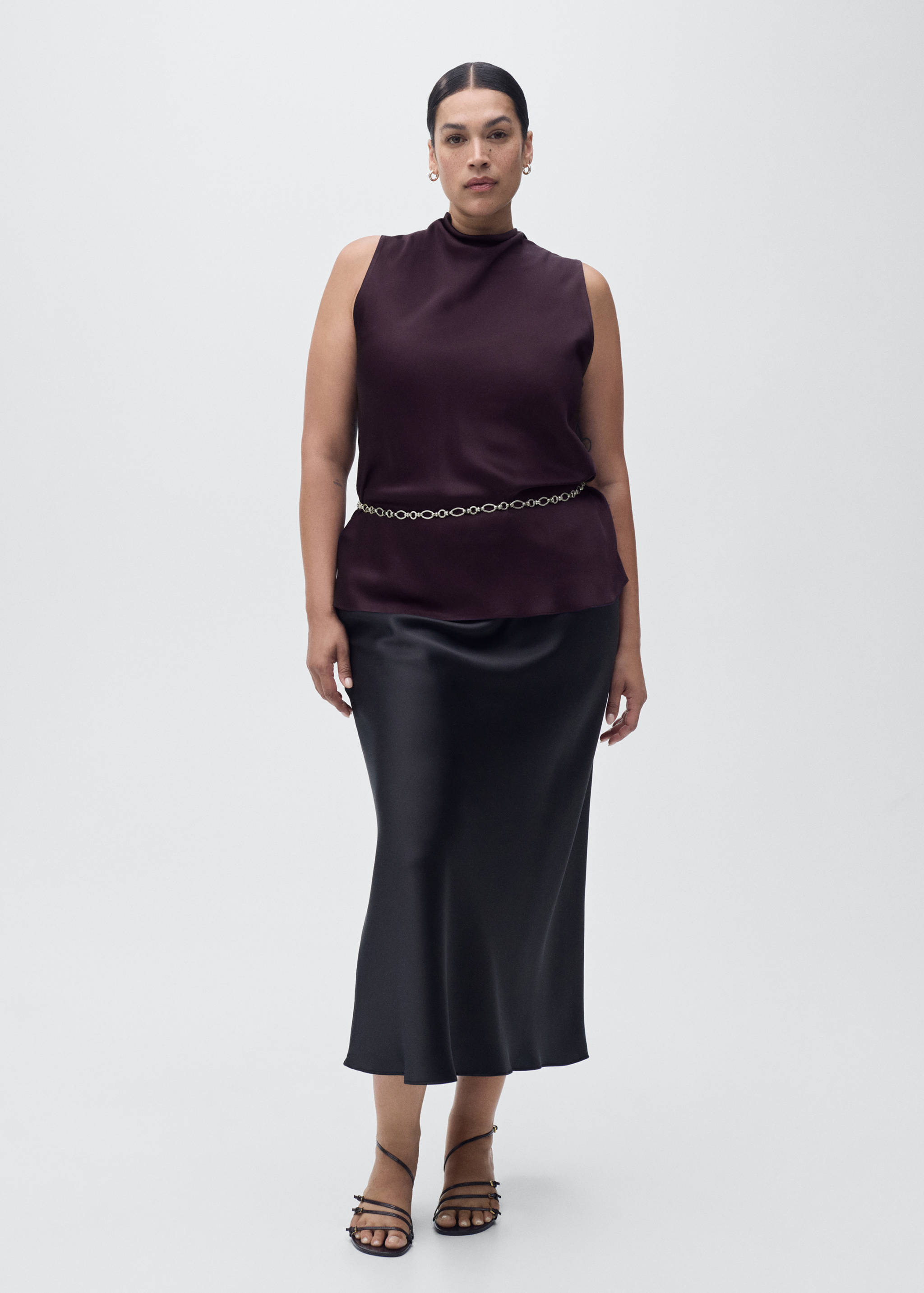 Satin blouse with draped neck - Details of the article 3