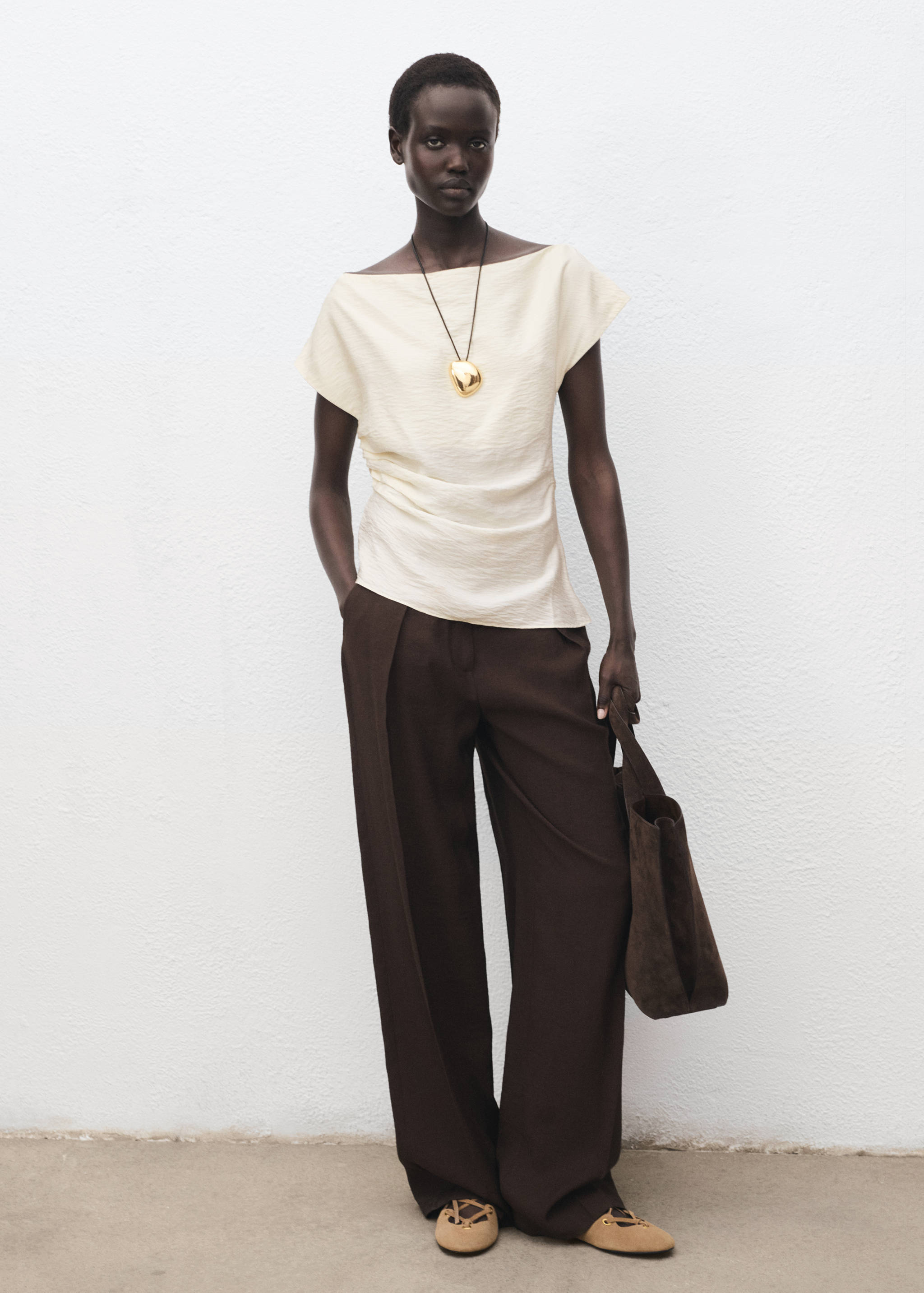 Modal blouse with asymmetrical collar - General plane