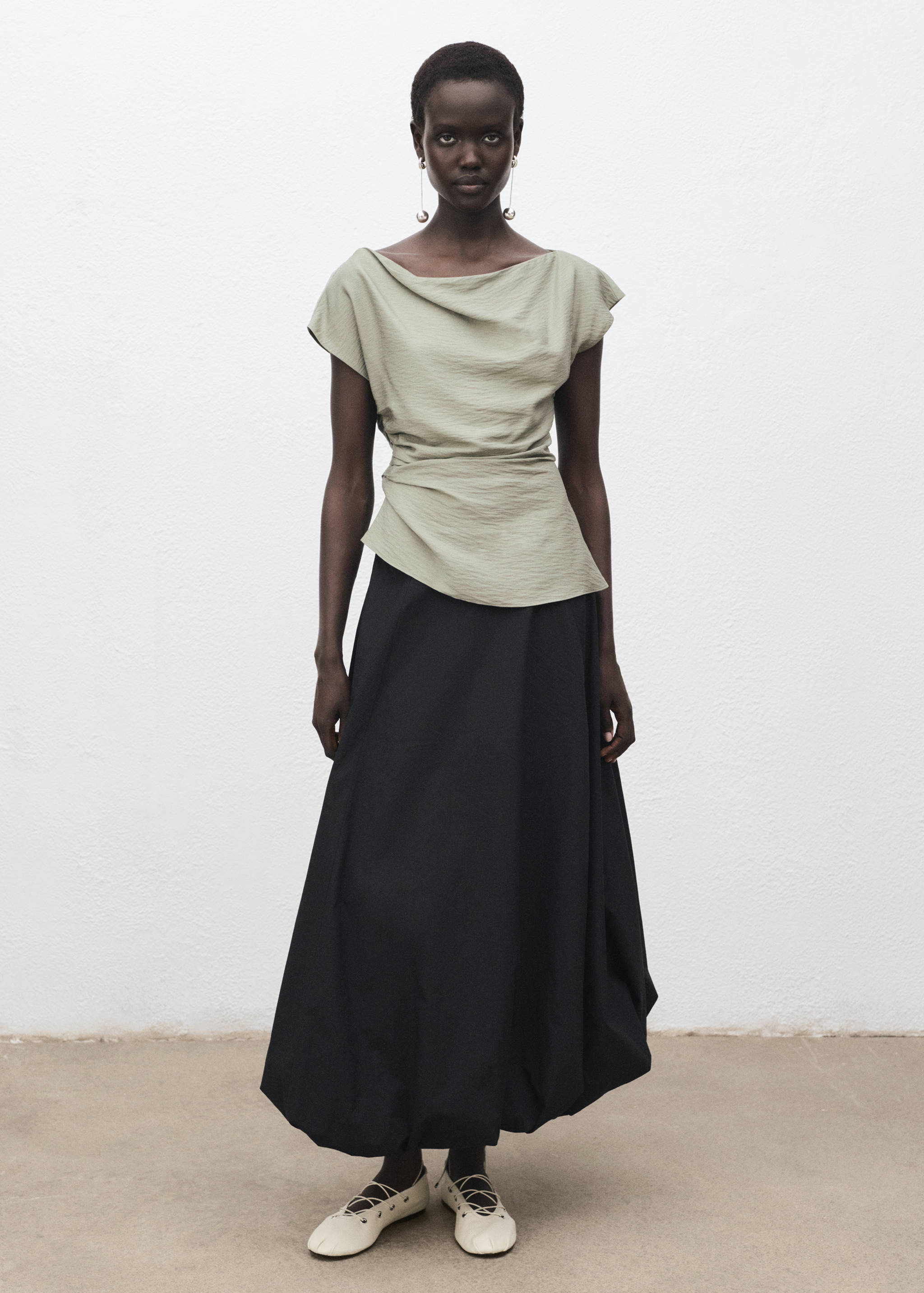 Modal blouse with asymmetrical collar - General plane