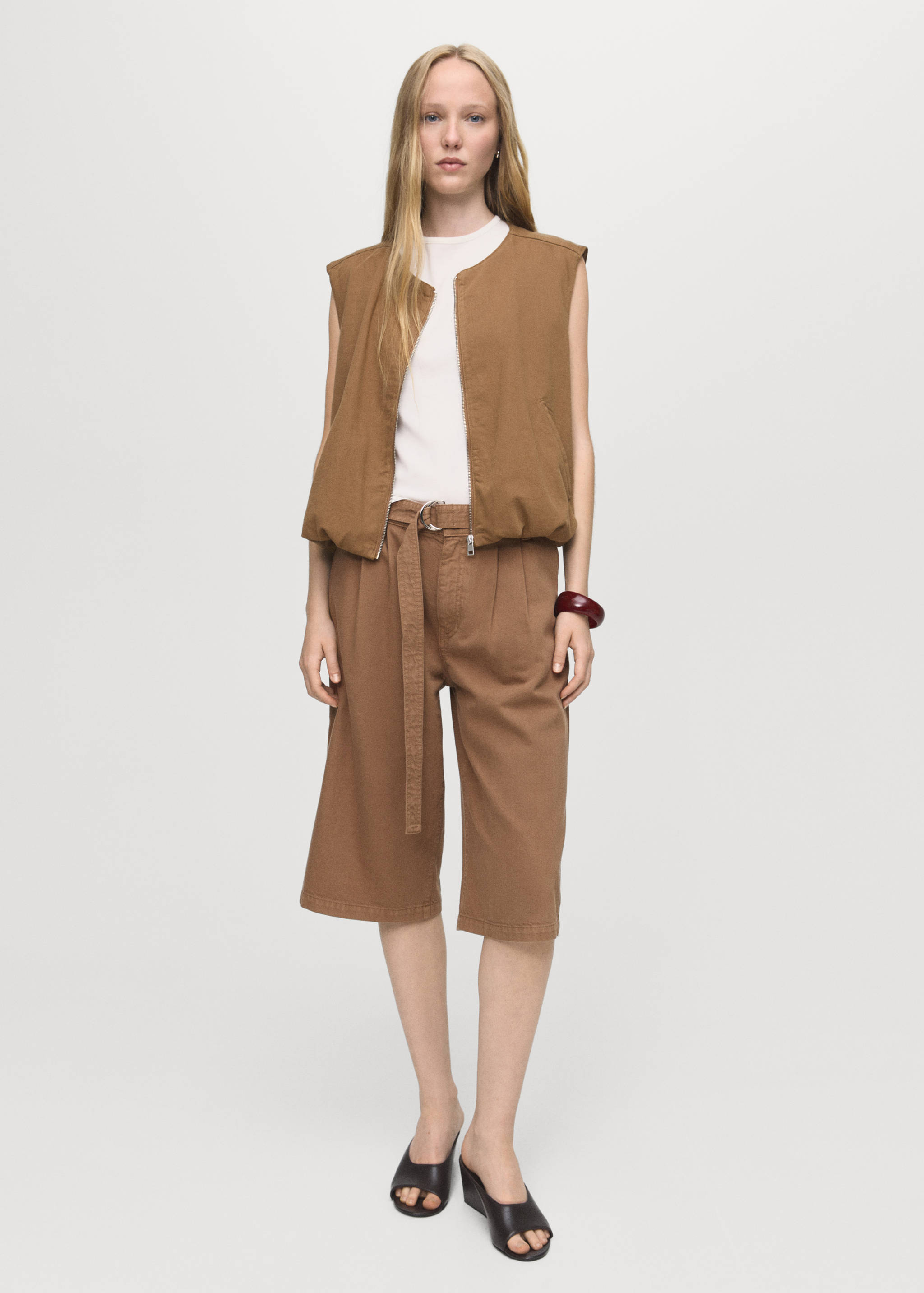 Denim jorts with belt - General plane