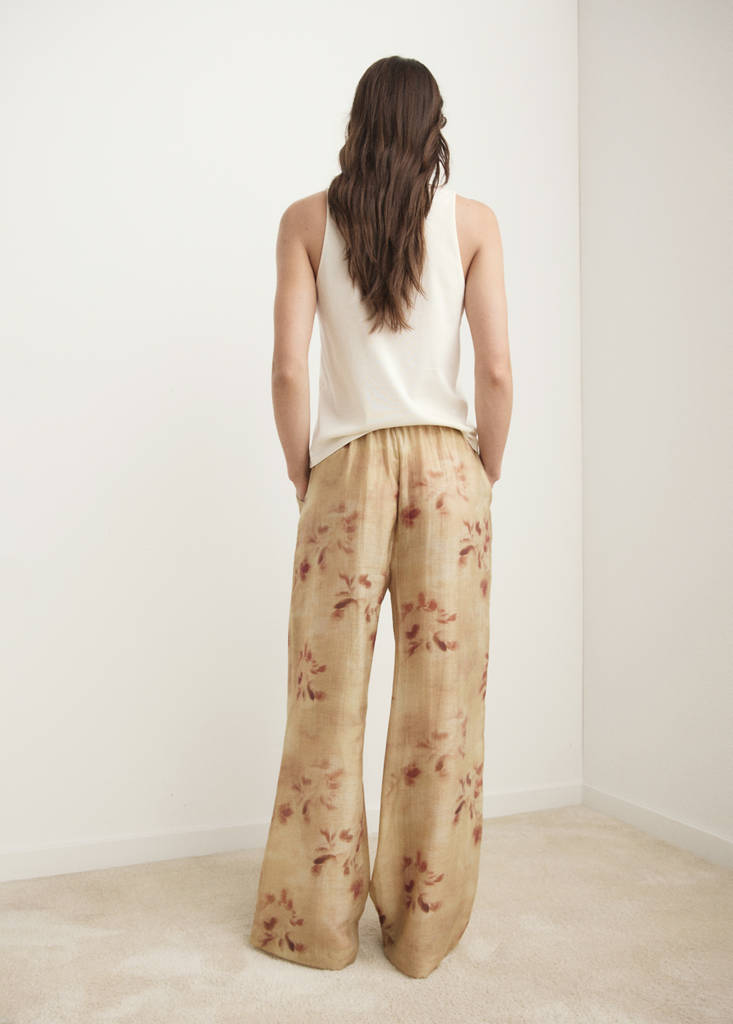Leaf-print trousers — Sand