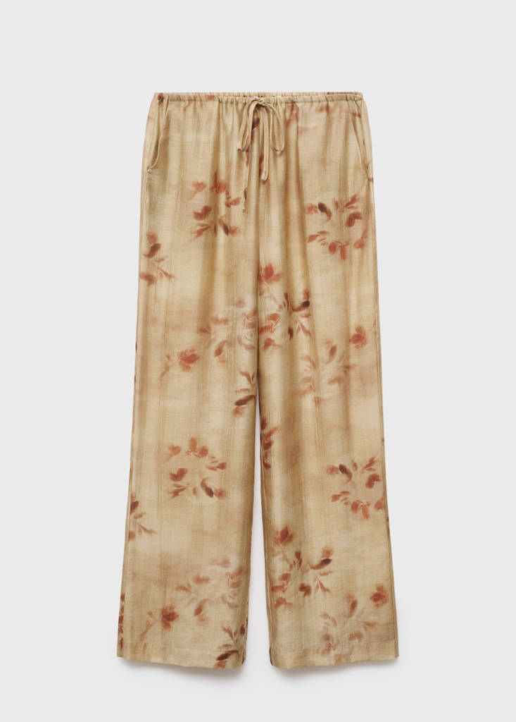 Leaf-print trousers — Sand