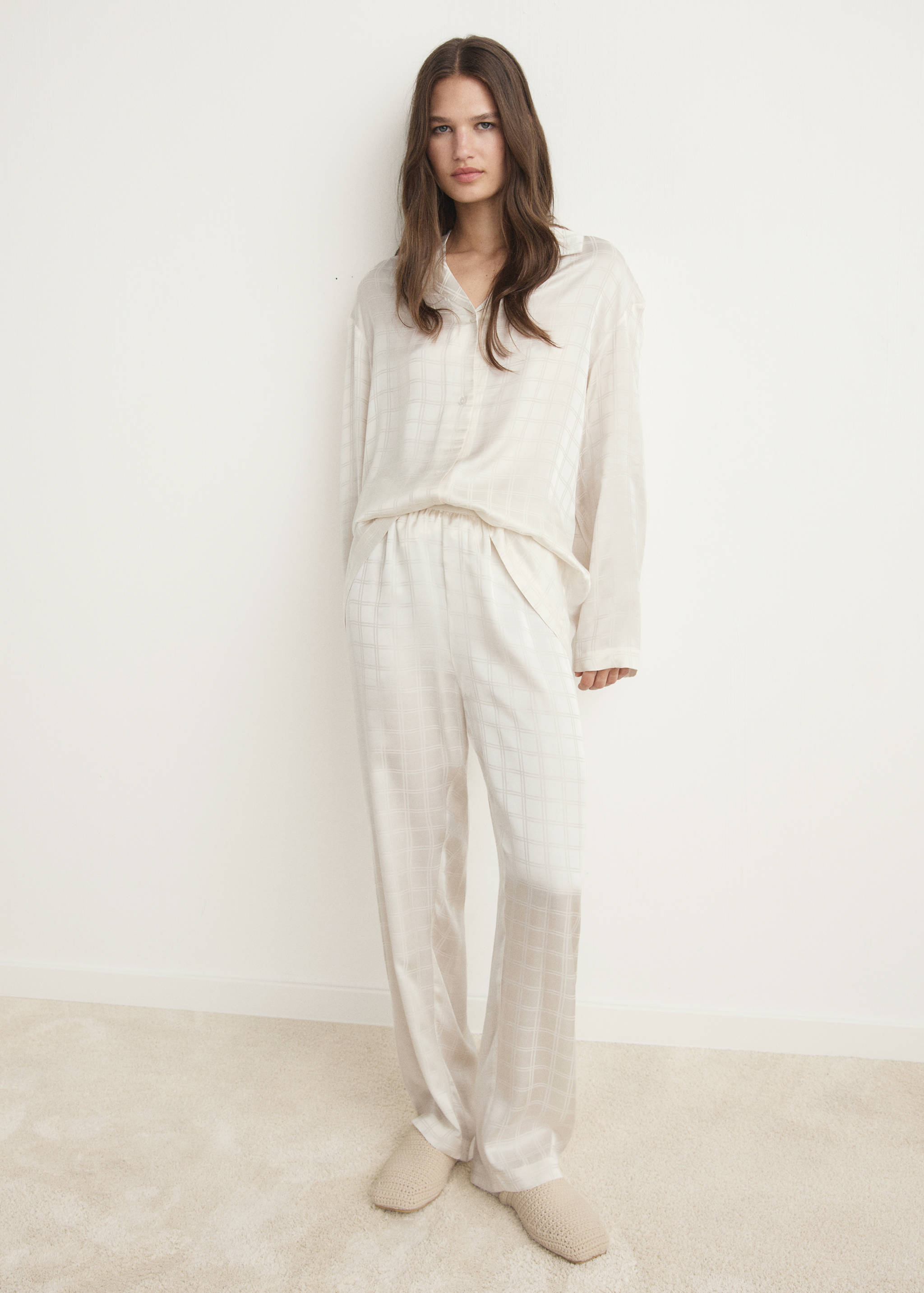 Pyjamasskjorta med rayon-rutor - Allmän bild