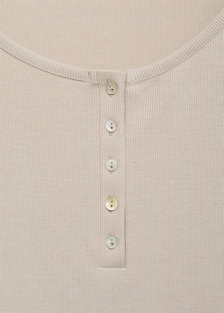 Ribbed knit button-down T-shirt — Light/Pastel Grey
