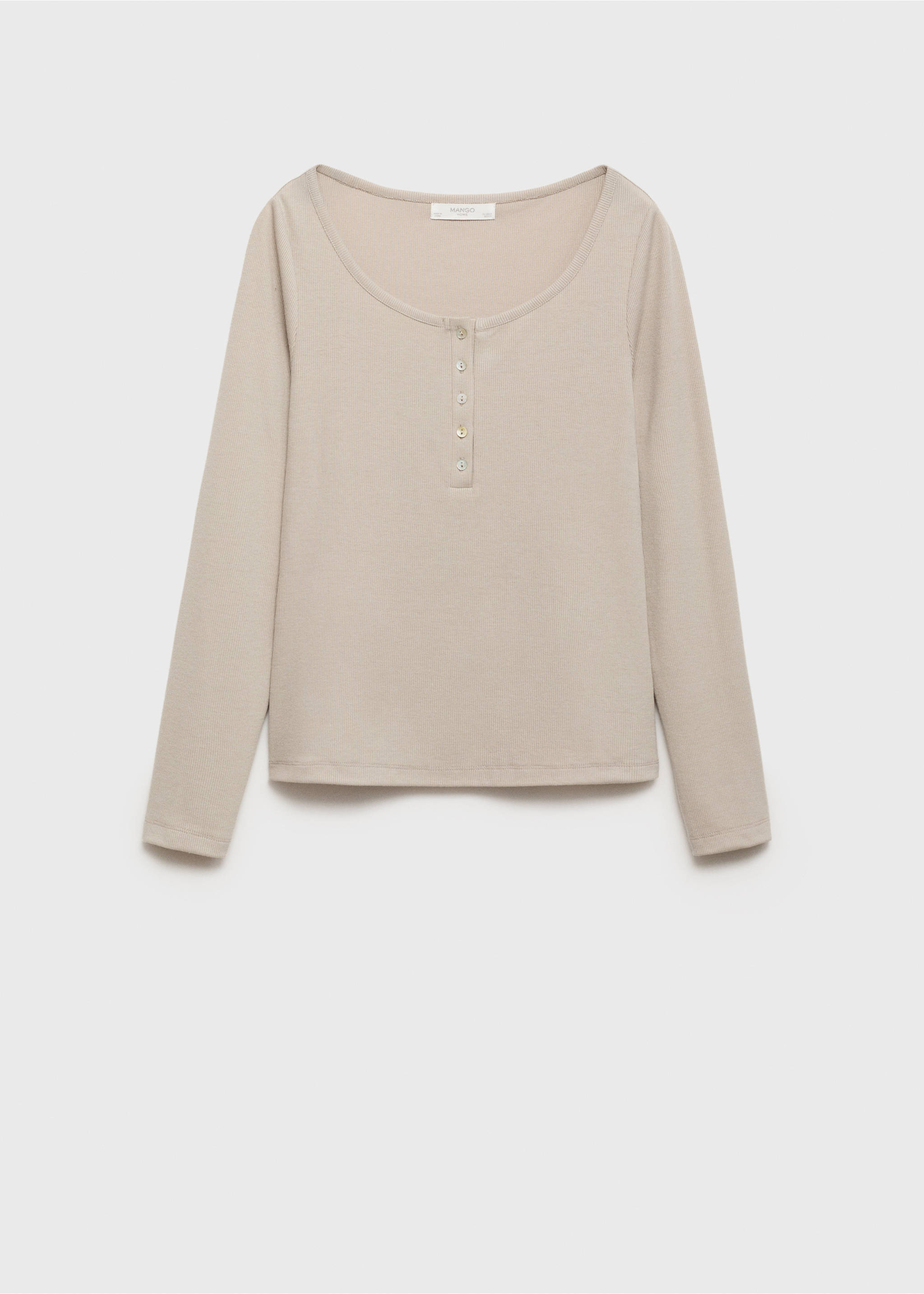 Ribbed knit button-down T-shirt - Article without model, Light/Pastel Grey. Ref: 17064109-00.