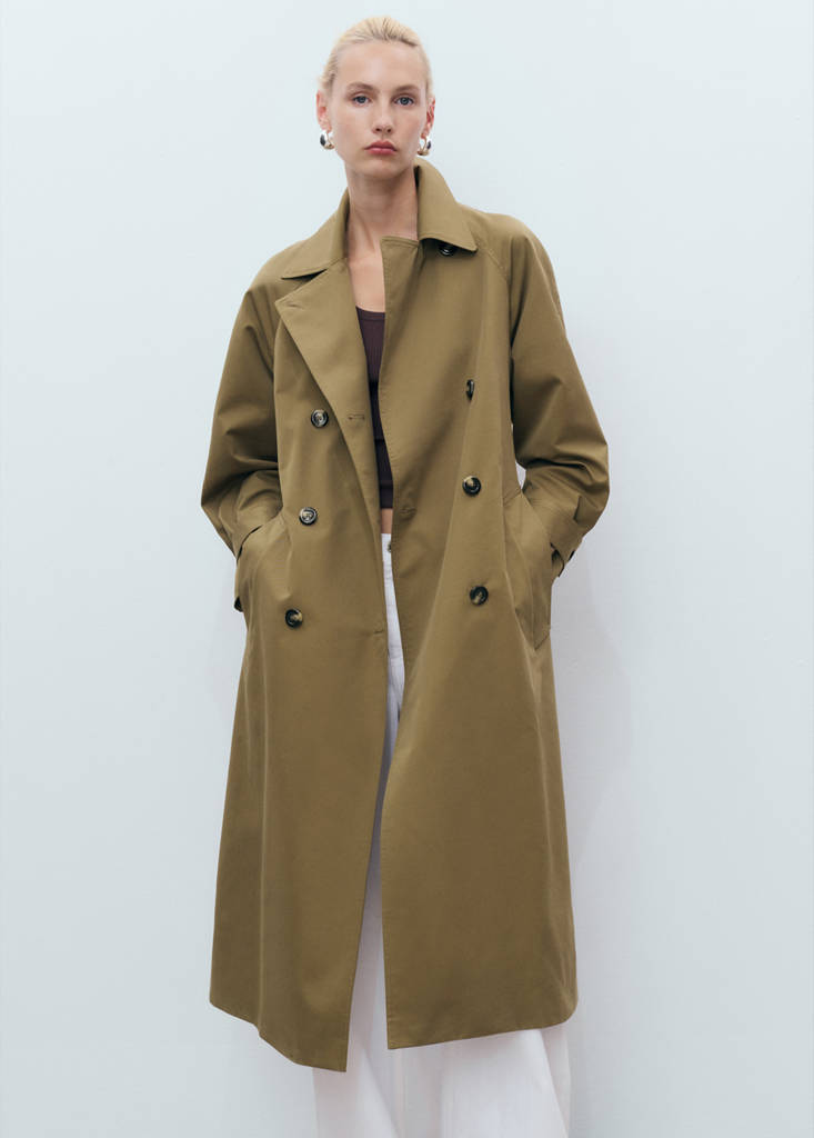 Long double-breasted trench coat