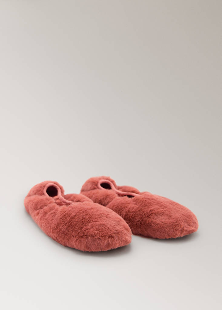 Faux-fur ballerina flats — Burnt Orange