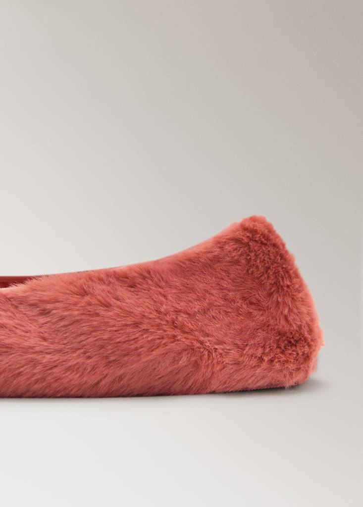 Faux-fur ballerina flats — Burnt Orange