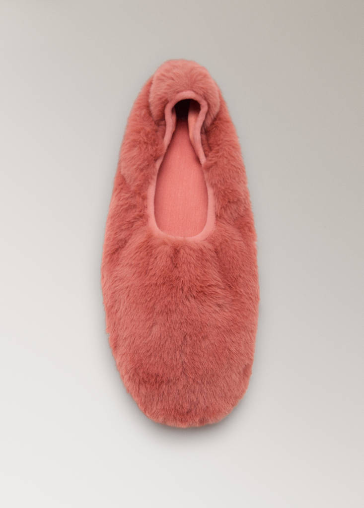 Faux-fur ballerina flats — Burnt Orange