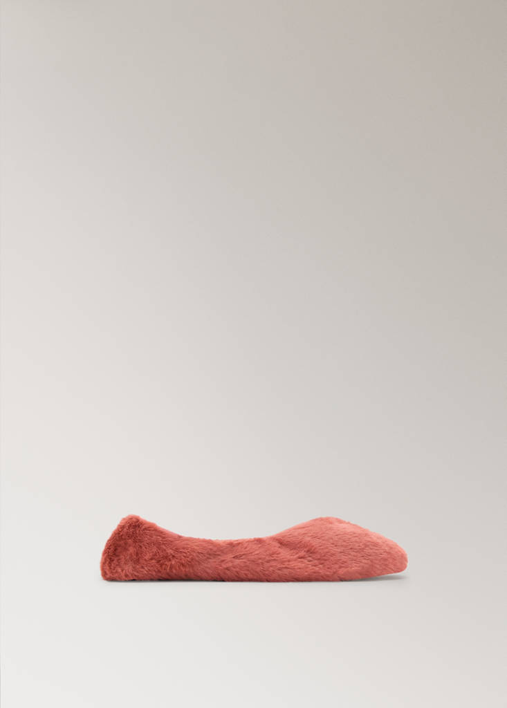 Faux-fur ballerina flats — Burnt Orange