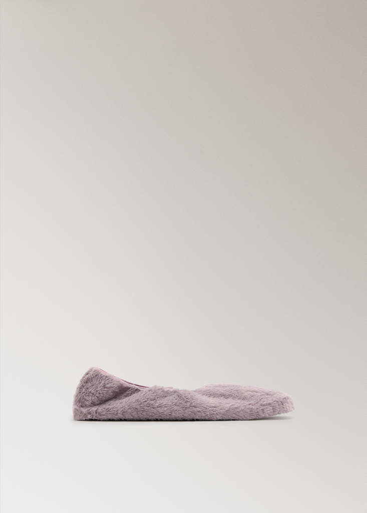 Faux-fur ballerina flats — Dark Red