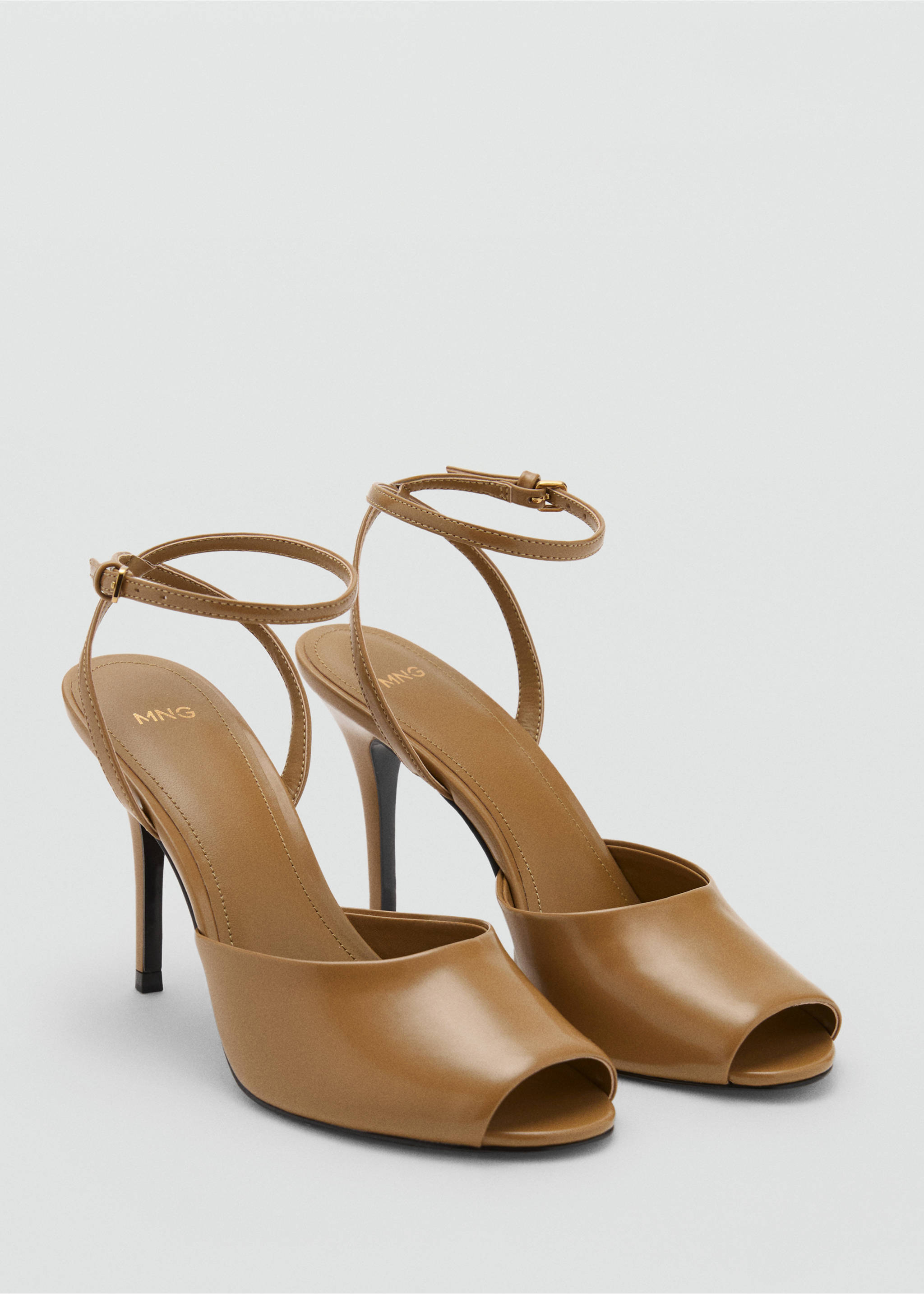 Босоножки на каблуке с ремешком - Средний план, Хаки. Ref: 17064122-00.