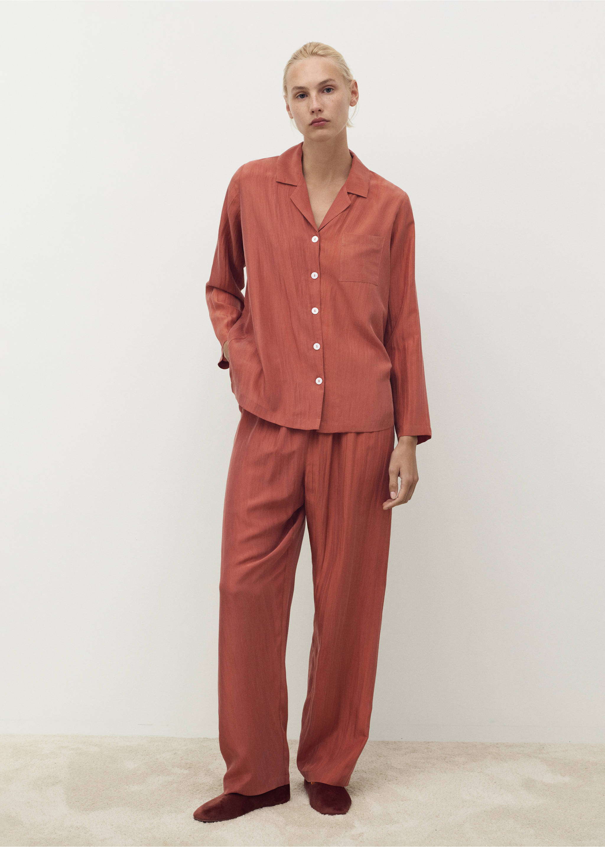 Silk long shirt - General plane, Burnt Orange. Ref: 17064126-00.