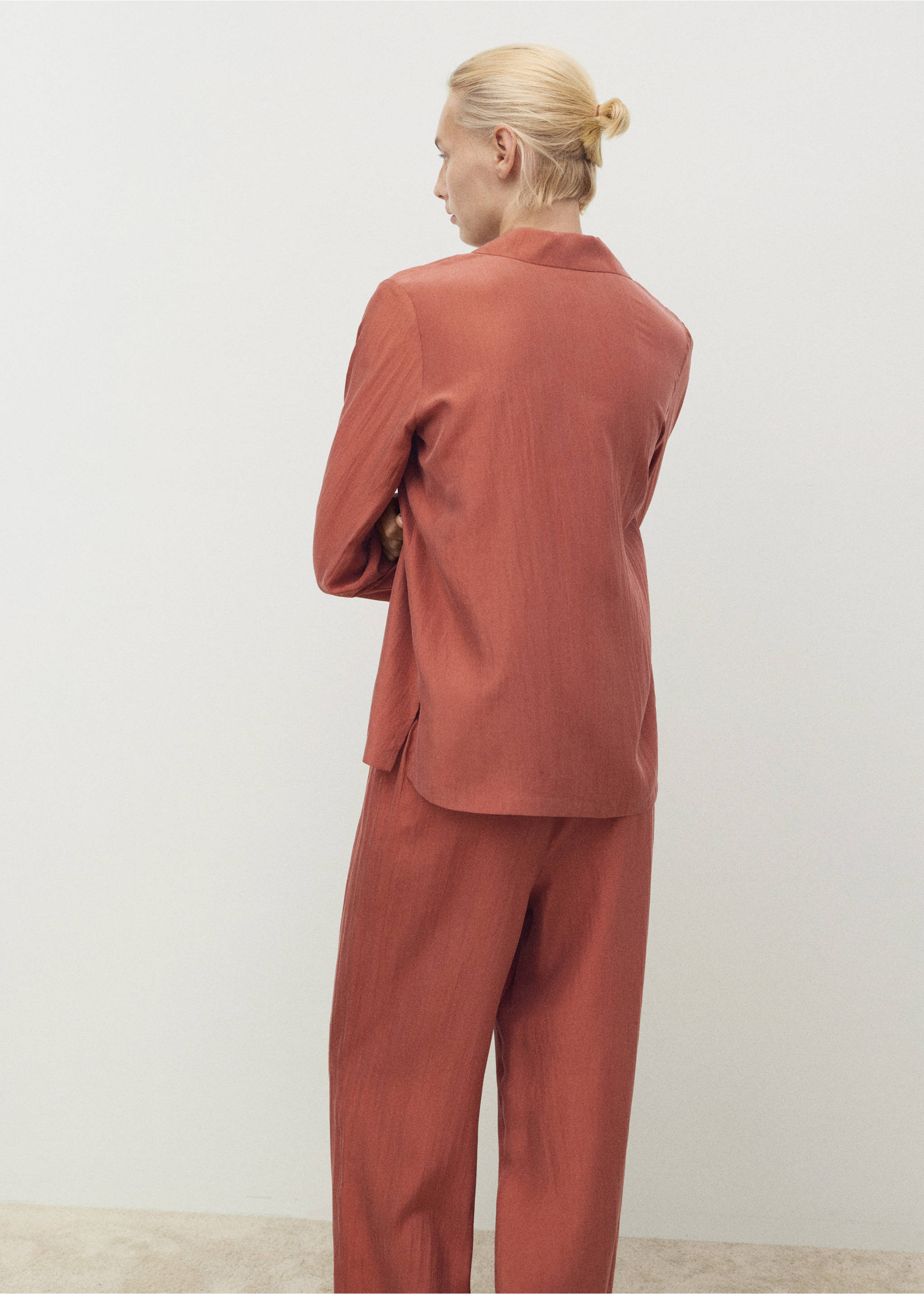 Silk long shirt - Reverse of the article, Burnt Orange. Ref: 17064126-00.