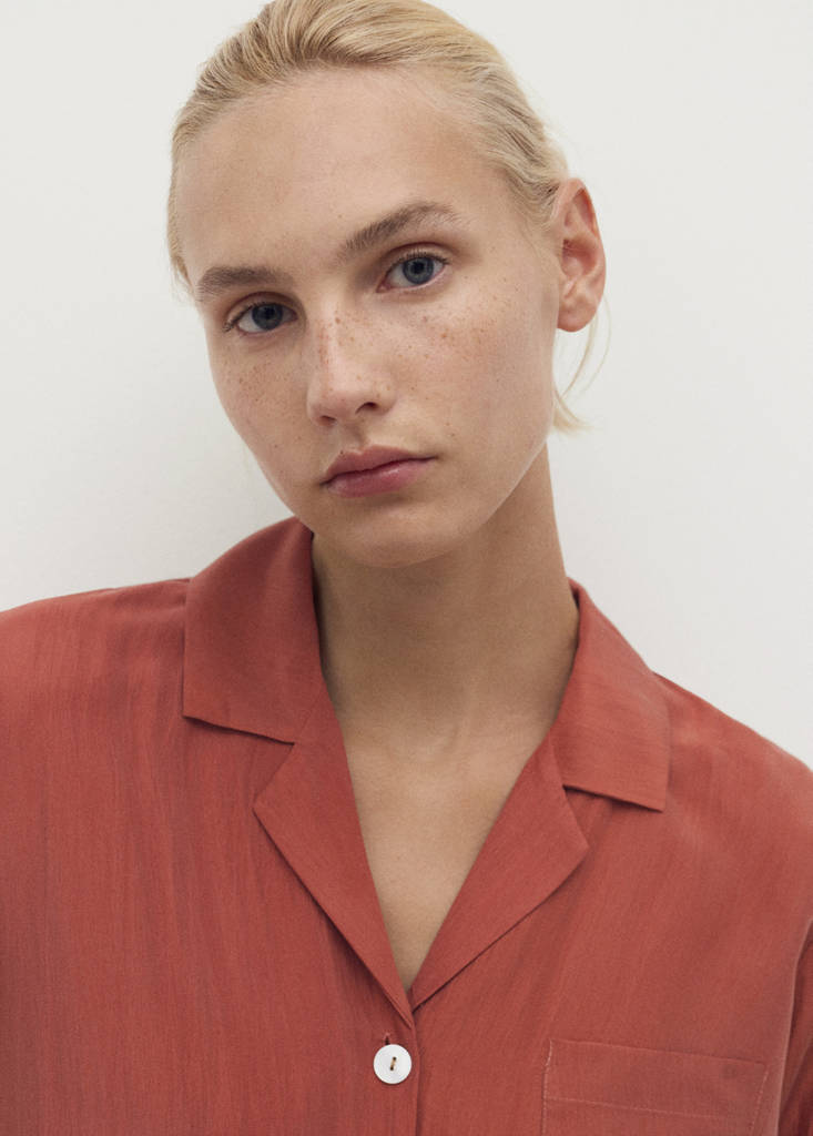 Silk long shirt — Burnt Orange