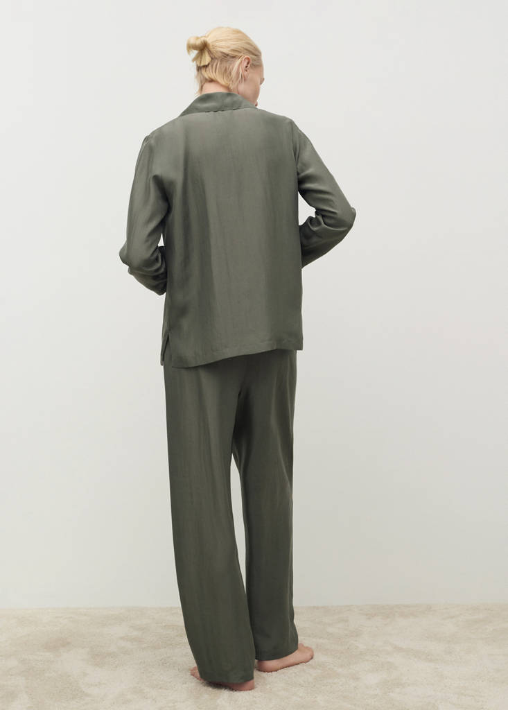 Silk long shirt — Forest Green