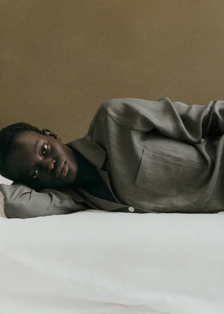 Silk long shirt — Forest Green