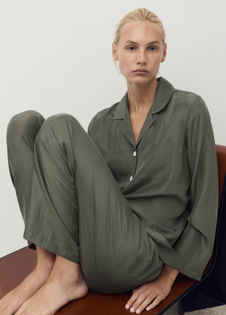 Silk long shirt — Forest Green
