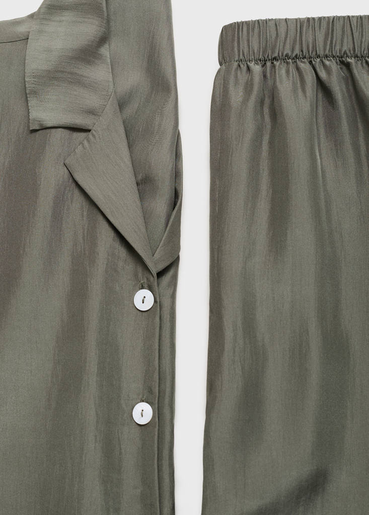 Silk long shirt — Forest Green