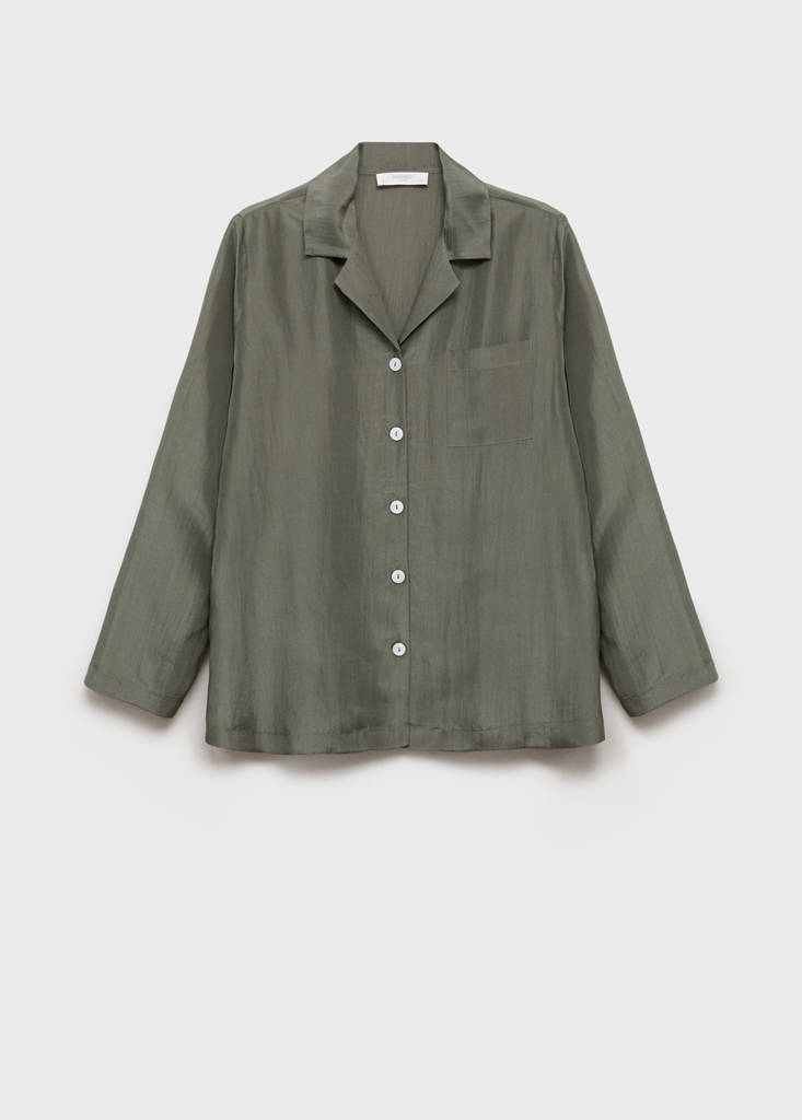 Silk long shirt — Forest Green