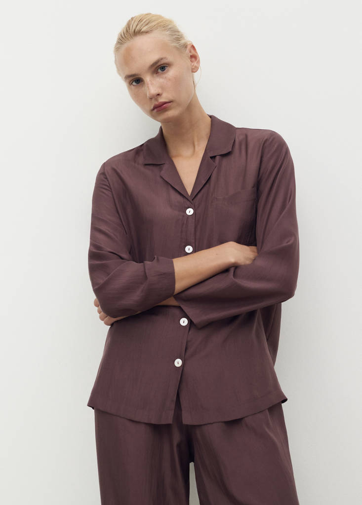 Silk long shirt — Blackberry