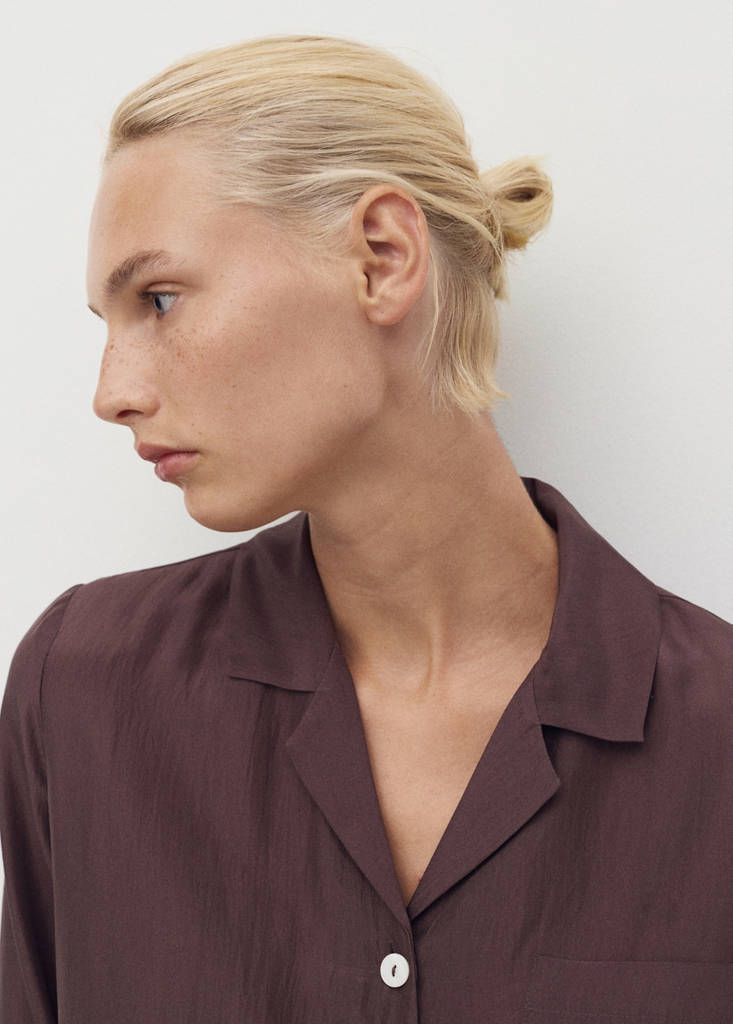 Silk long shirt — Blackberry