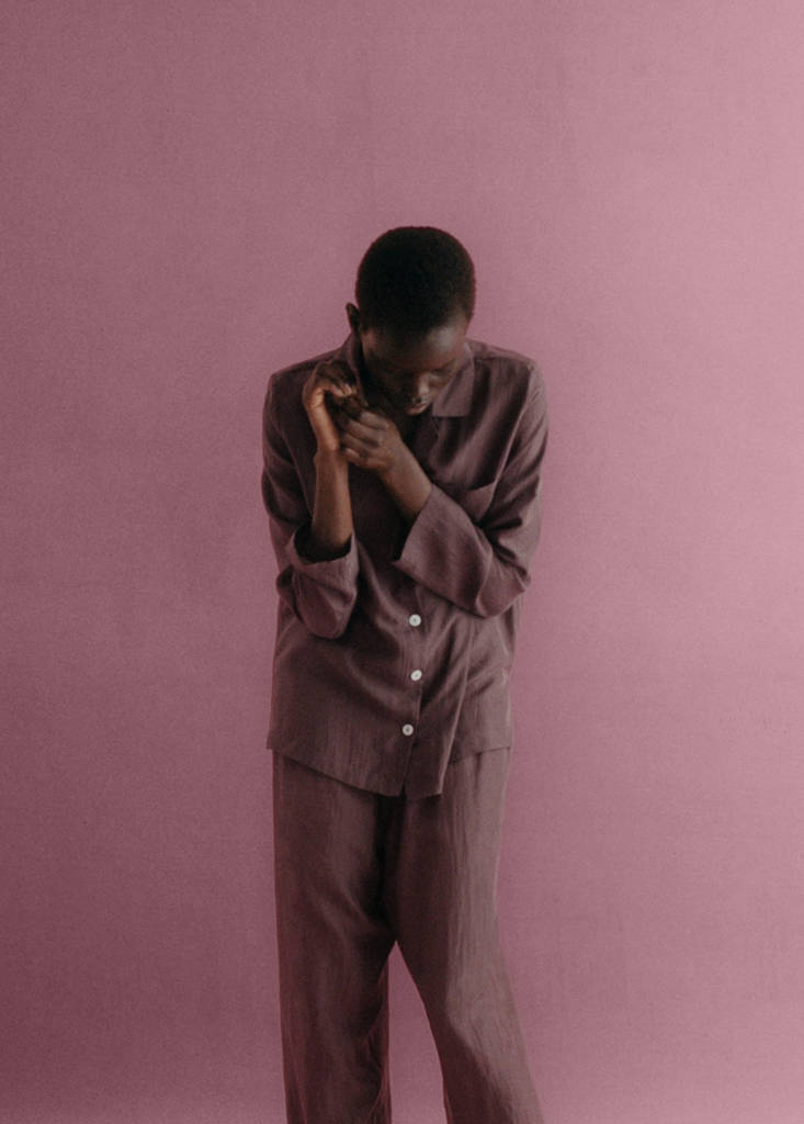 Silk long shirt — Blackberry